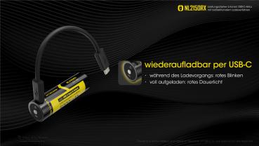 NITECORE 21700 5000MAH LI-ION AKKU NL2150RX MIT POWERBANK FUNKTION